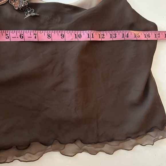 Ursula Brownish & Tan Y2K Vintage Tiered Chiffon Cowl Neck Whimsical Fairy Top 6 - Picture 12 of 14